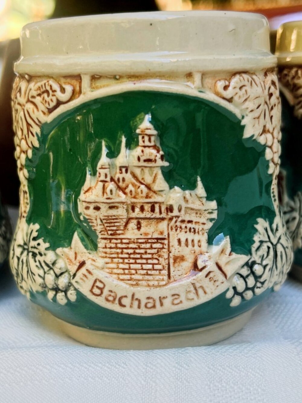 Vintage German Stoneware Marzi & Remy 5L Castle Punch Bowl Set 8 Cups- 10Pc Set - Picture 9 of 10